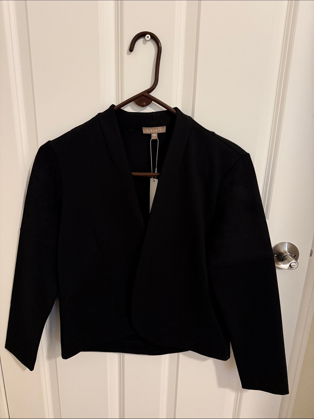 LILLA P Open-Front Black Jacket